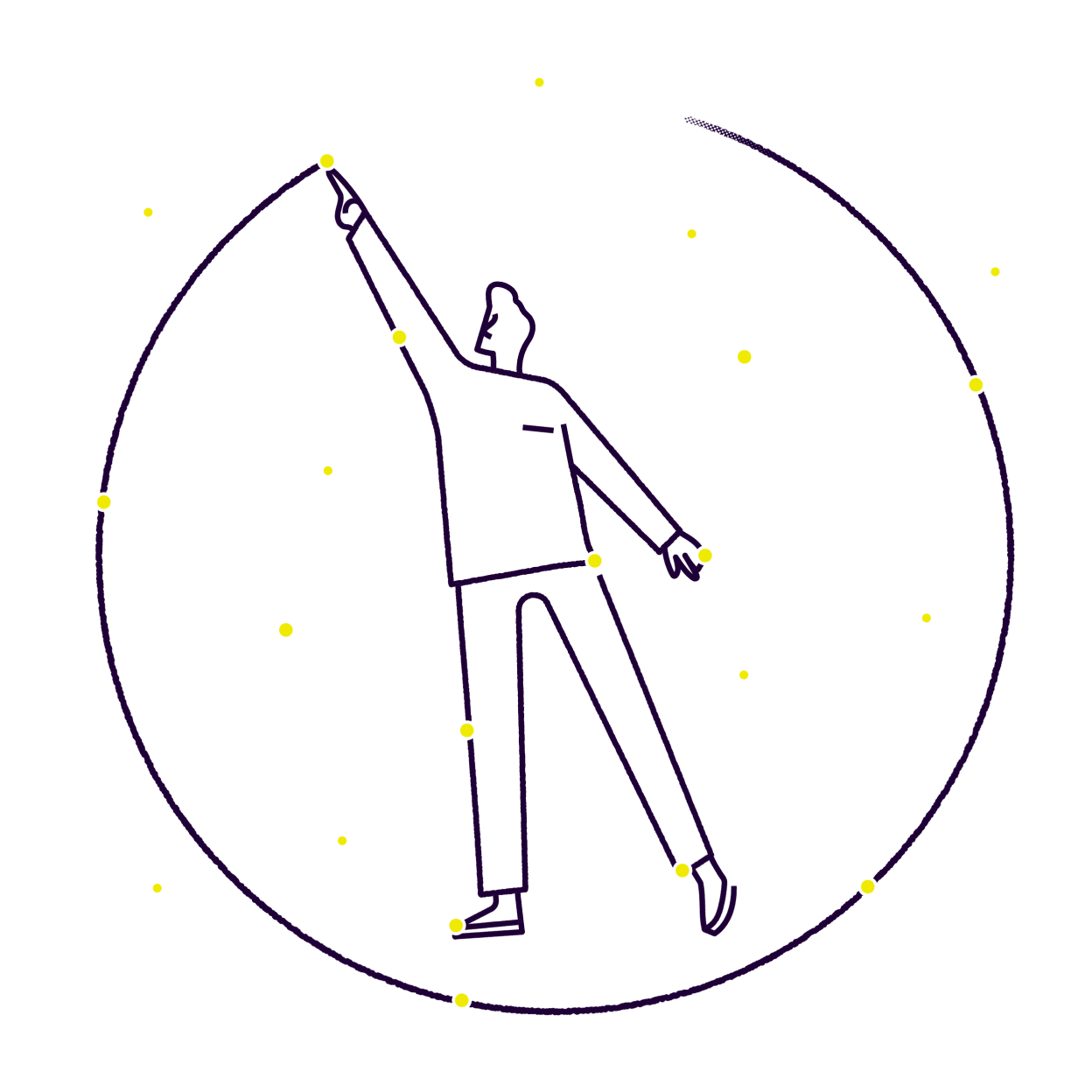 Person completing a circle