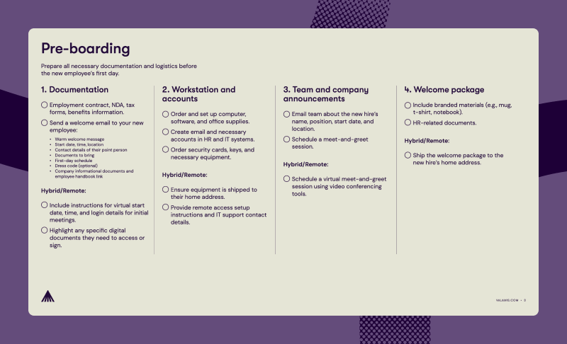 Preboarding checklist