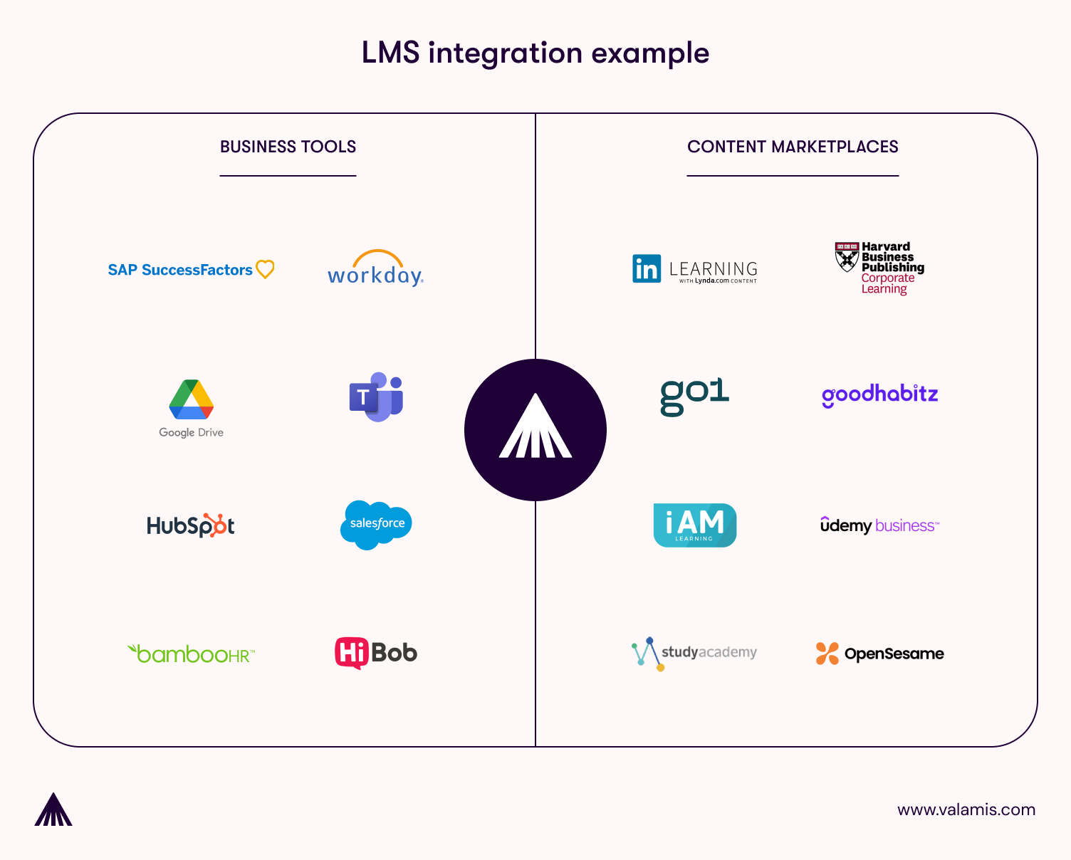 The image lists the example of LMS integration tools